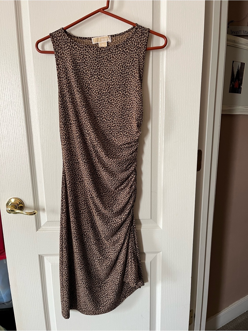 Michael Kors Brown and Black Leopard-Print Sleeveless Midi Dress
